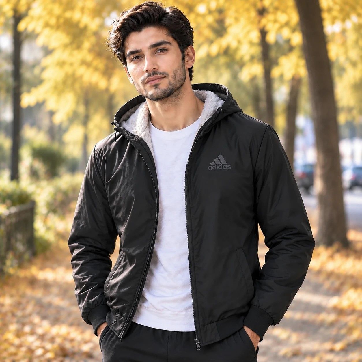 سوییشرت مردانه مشکی داخل تمام خز مدل adidas-مشکی - تصویر 3