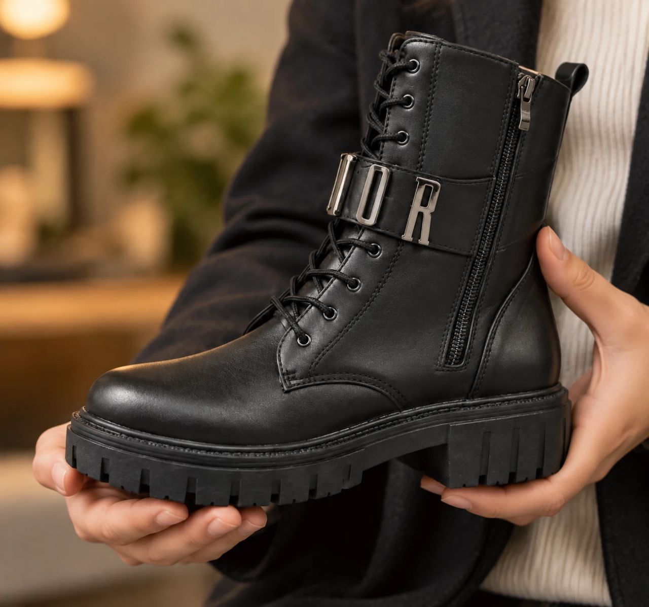 نیم بوت زنانه بندی زیپی مدل DIOR - تصویر 4