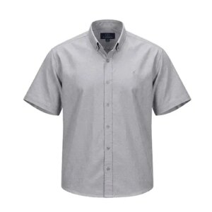 پیراهن نخی مردانه آستین کوتاه ساده طوسی Polo