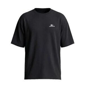 تیشرت یقه گرد مردانه باکسی طرح دار اسپان دورس مشکی Lacoste