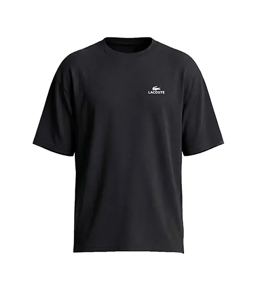 تیشرت یقه گرد مردانه باکسی طرح دار اسپان دورس مشکی Lacoste
