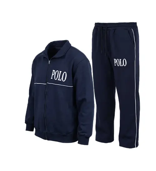 ست سویشرت و شلوار مردانه باکسی طرح دار اسپان سرمه ای Polo