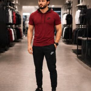 ست تیشرت شلوار Nike مدل OLES (زرشکی)
