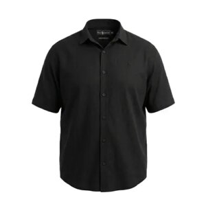 پیراهن آستین کوتاه مردانه نرمال ساده نخ پنبه مشکی Polo