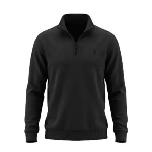 بلوز یقه نیم زیپ مردانه نرمال ساده سلانیک مشکی Polo