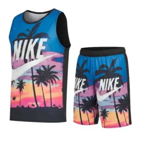 ست رکابی و شلوارک مردانه نرمال طرح دار فلامنت آبی نارنجی Nike