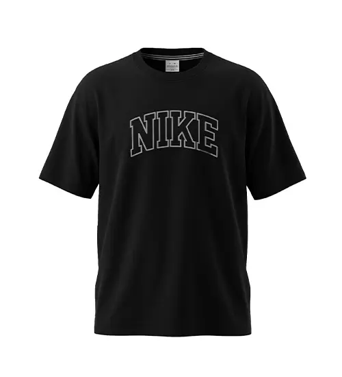 تیشرت یقه گرد مردانه باکسی طرح دار پنبه دو رو مشکی Nike