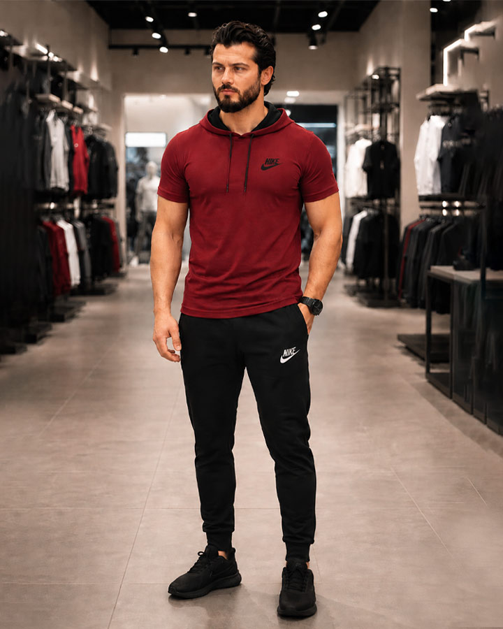 ست تیشرت شلوار Nike مدل OLES (زرشکی) - تصویر 2