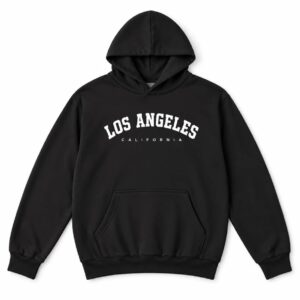 هودی کلاهدار و جیب دار مردانه زنانه مدل Los Angeles-مشکی