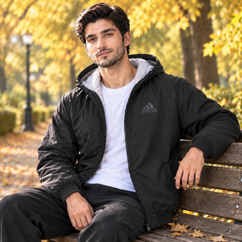 سوییشرت مردانه مشکی داخل تمام خز مدل adidas-مشکی - تصویر 4