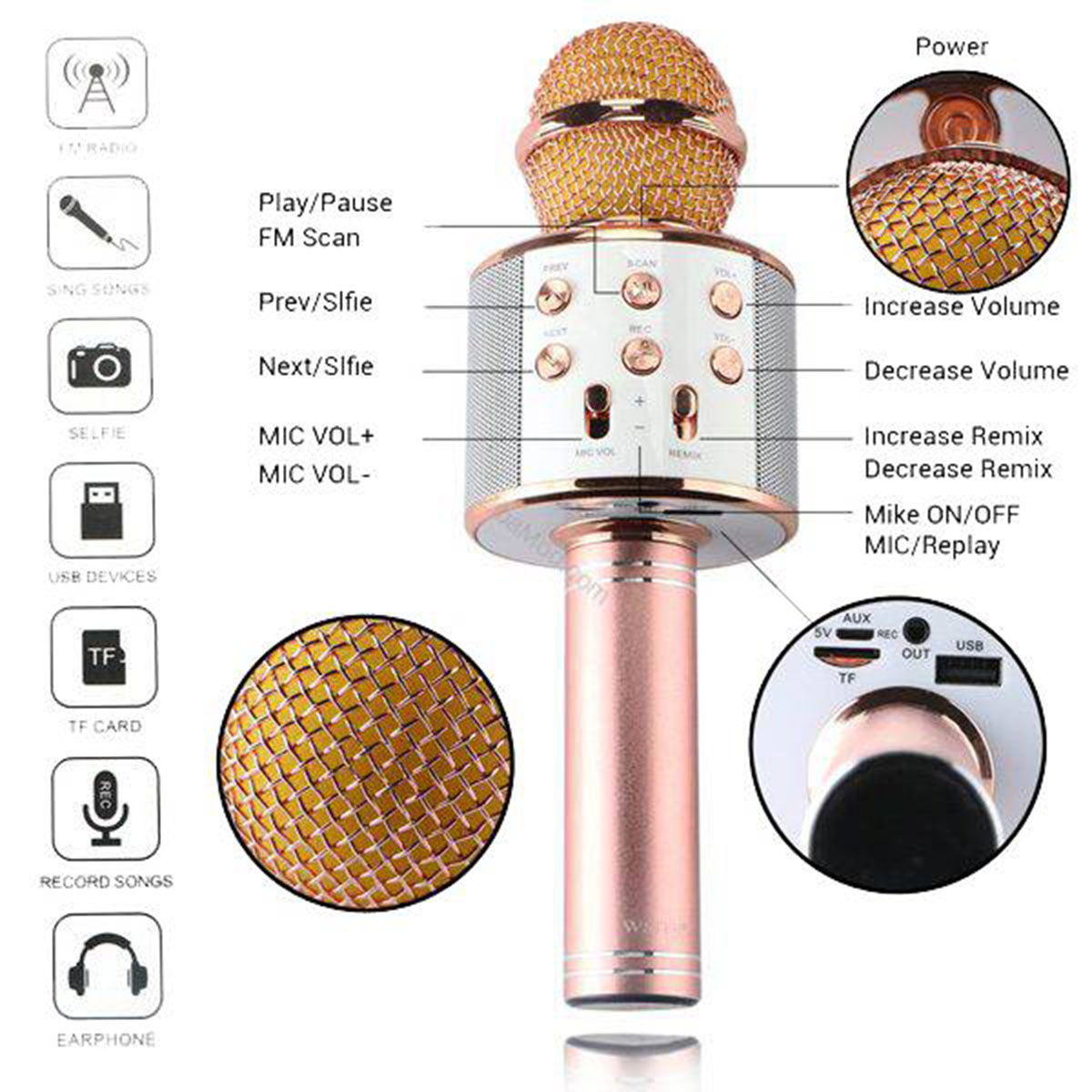 میکروفون و اسپیکر مدل WS-858 - تصویر 5