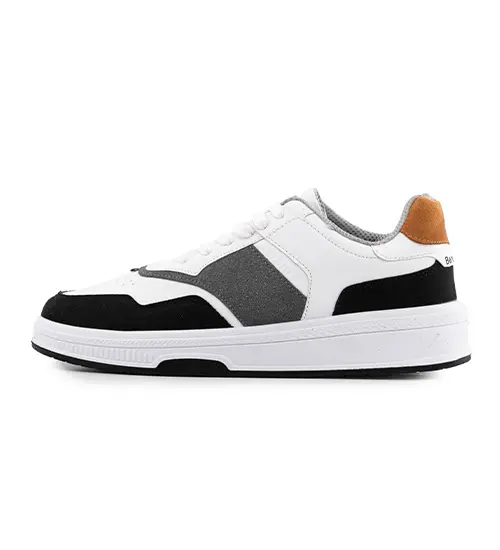 کفش مردانه روزمره چرم مصنوعی سفید طوسی bershka