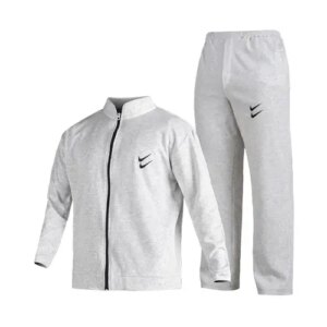 ست سویشرت و شلوار مردانه نرمال ساده ملانژ طوسی روشن Nike