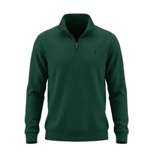 بلوز یقه نیم زیپ مردانه نرمال ساده سلانیک سبز Polo