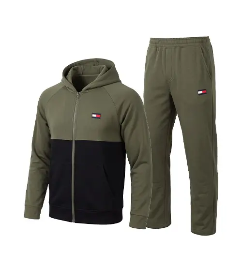 ست سویشرت و شلوار مردانه نرمال طرح دار اسپان سبز مشکی Tommy