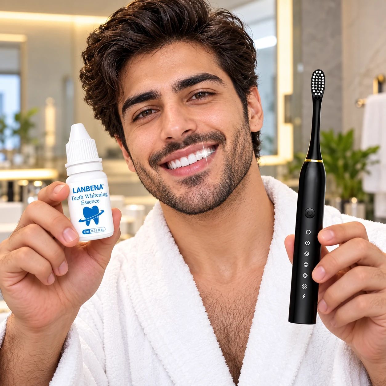 پکیج سرم سفید کننده دندان لانبنا مسواک برقی شیائومی مدل X3 قابل شارژ ضدآب - تصویر 5