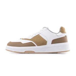 کفش مردانه روزمره چرم مصنوعی سفید کرم bershka
