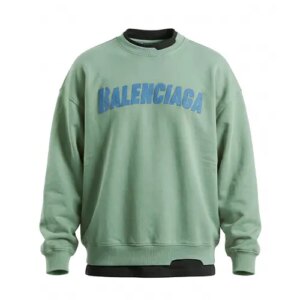 بلوز یقه گرد مردانه باکسی طرح دار سه نخ پنبه سبز Balenciaga