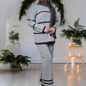 ست بلوز و شلوار بافت زنانه Sita_Gray مدل 3858