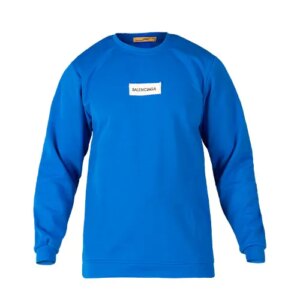 بلوز یقه گرد مردانه نرمال طرح دار اسپان آبی Balenciaga