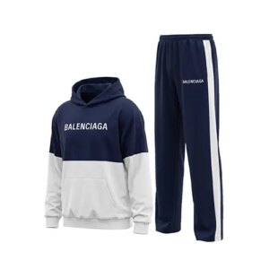 ست هودی و شلوار مردانه باکسی طرح دار اسپان سرمه ای سفید Balenciaga