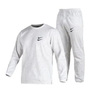ست بلوز و شلوار مردانه نرمال طرح دار ملانژ طوسی روشن Nike