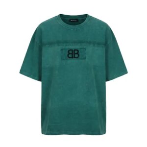 تیشرت یقه گرد مردانه باکسی طرح دار مچینست سبز Balenciaga