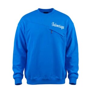 بلوز یقه گرد مردانه نرمال طرح دار دورس سه نخ پنبه آبی Balenciaga