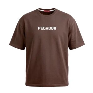 تیشرت یقه گرد مردانه باکسی طرح دار اسپان دورس شکلاتی Pegador