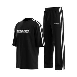 ست تیشرت و شلوار مردانه باکسی طرح دار اسپان مشکی Balenciaga