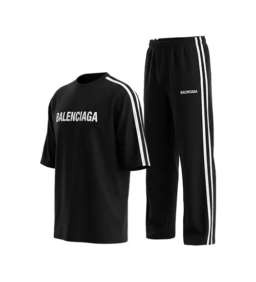 ست تیشرت و شلوار مردانه باکسی طرح دار اسپان مشکی Balenciaga